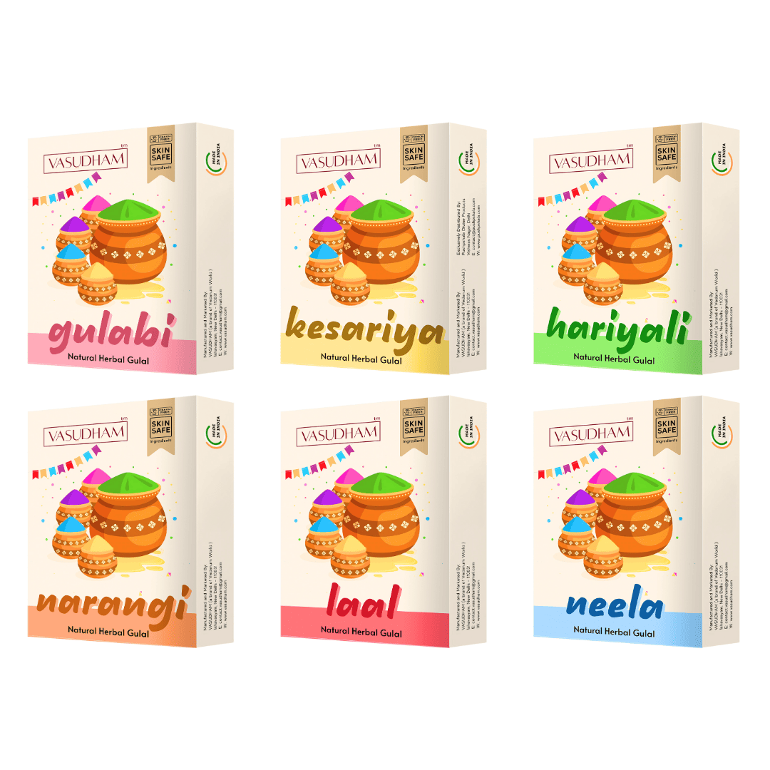 Yellow Holi Color 100% Organic Herbal Gulal | Holi Ke Rang Made from Flowers and Herbs - 100 Gm