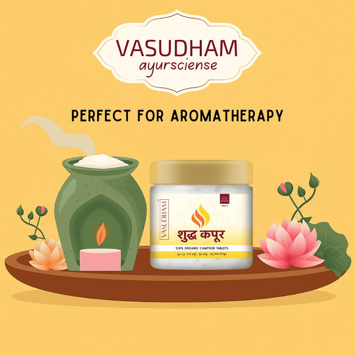 Premium A++ Grade Organic Kapur 100% Pure Camphor Tablets for Puja Rituals and Aromatherapy with Wooden Kapur Daani - 500 Gm