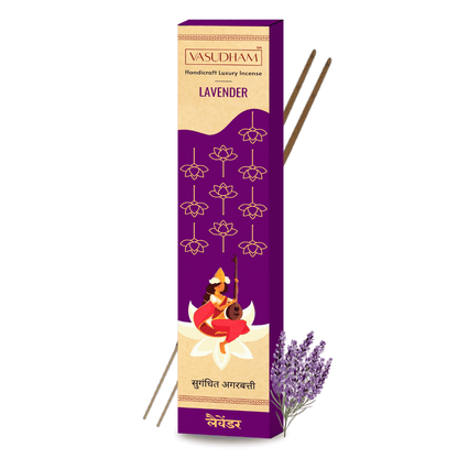 Natural Lavender Incense Sticks Premium Agarbatti 100% Pure Ayurvedic - 30 Sticks