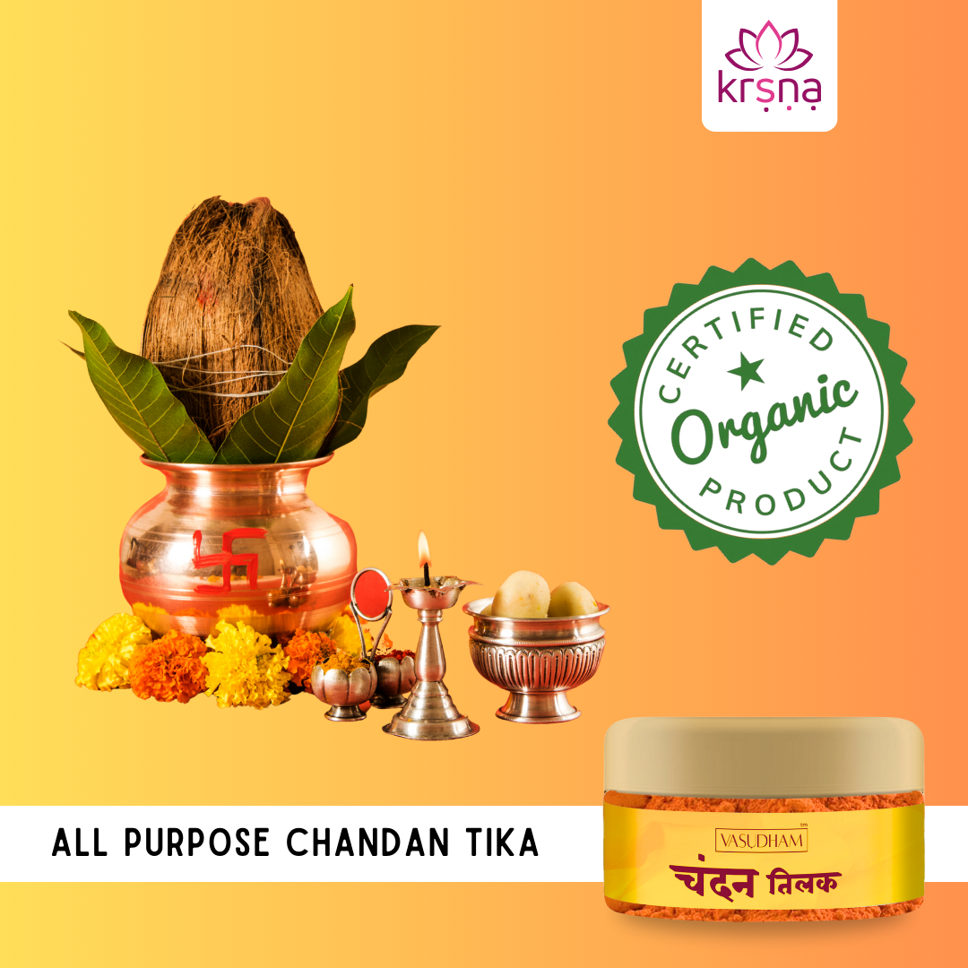 100% Pure Sandalwood Based Chandan Tilak Dried Powder for Daily Puja and Gopi Tilak - 25 Gm