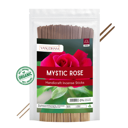 Premium Mystic Rose Incense Sticks Zipper Pack 100% Organic Agarbatti - 200 Gm