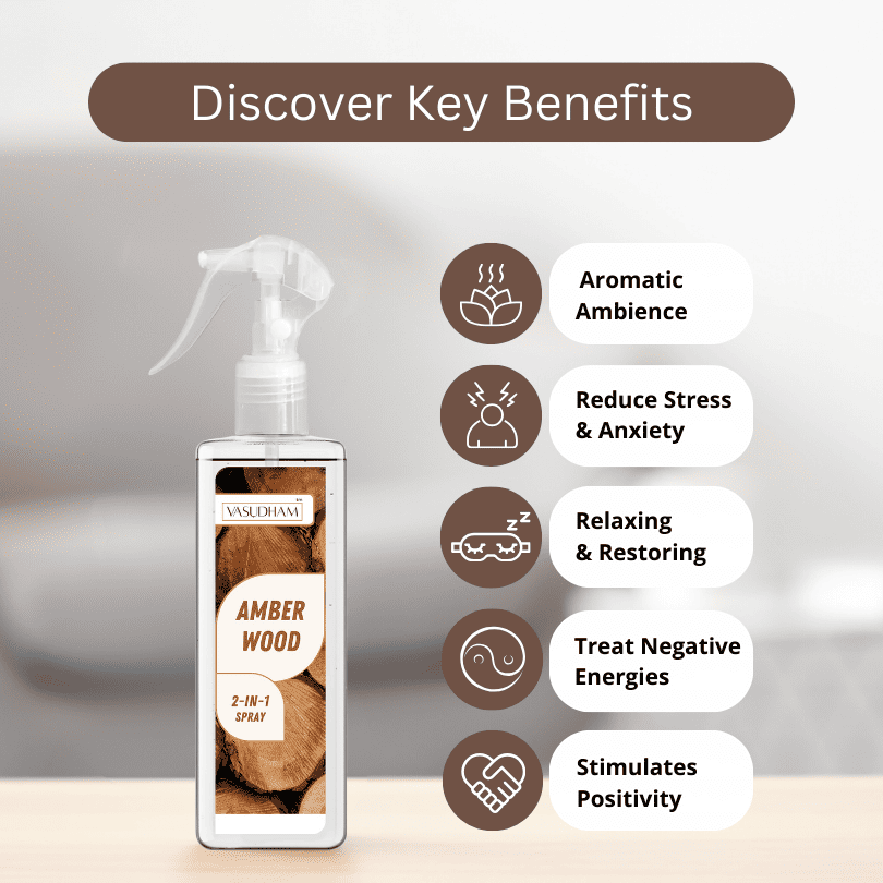 Amber Wood Air Spray for Mood Comfort and Deep Sensuality | Room Freshener and Fabric/ Linen Spray - 200 ML