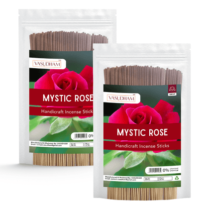 Premium Mystic Rose Incense Sticks Zipper Pack 100% Organic Agarbatti - 200 Gm