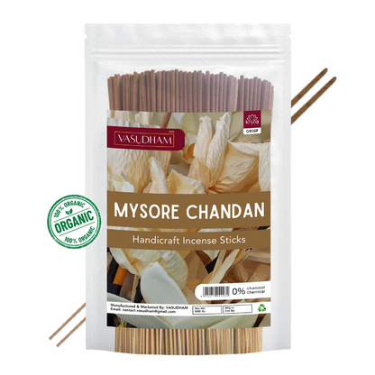 Premium Mysore Chandan Incense Sticks Zipper Pack 100% Organic Agarbatti - 200 Gm