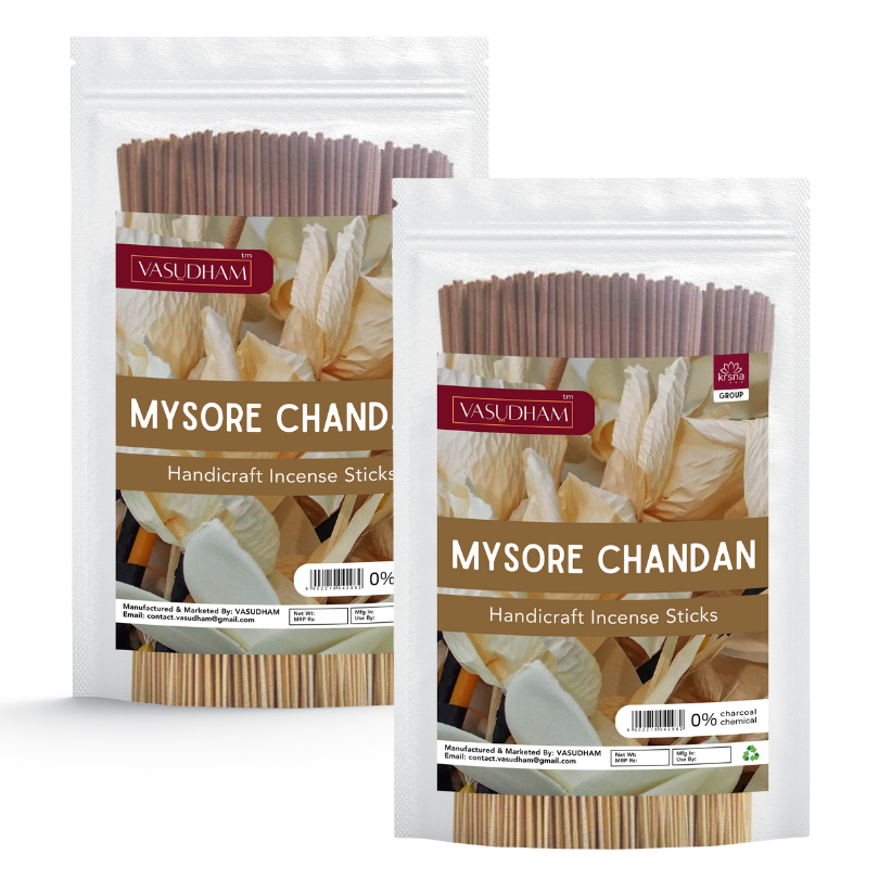 Premium Mysore Chandan Incense Sticks Zipper Pack 100% Organic Agarbatti - 200 Gm