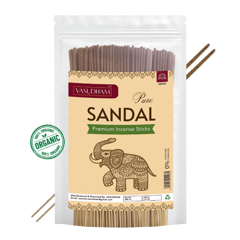 Premium Sandalwood Incense Sticks Zipper Pack 100% Organic Agarbatti - 200 Gm