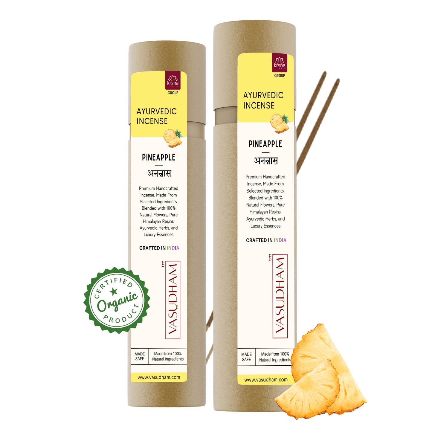 100% Organic Charcoal Free Handicraft Pineapple Incense Sticks Natural Agarbatti - 100 Gm