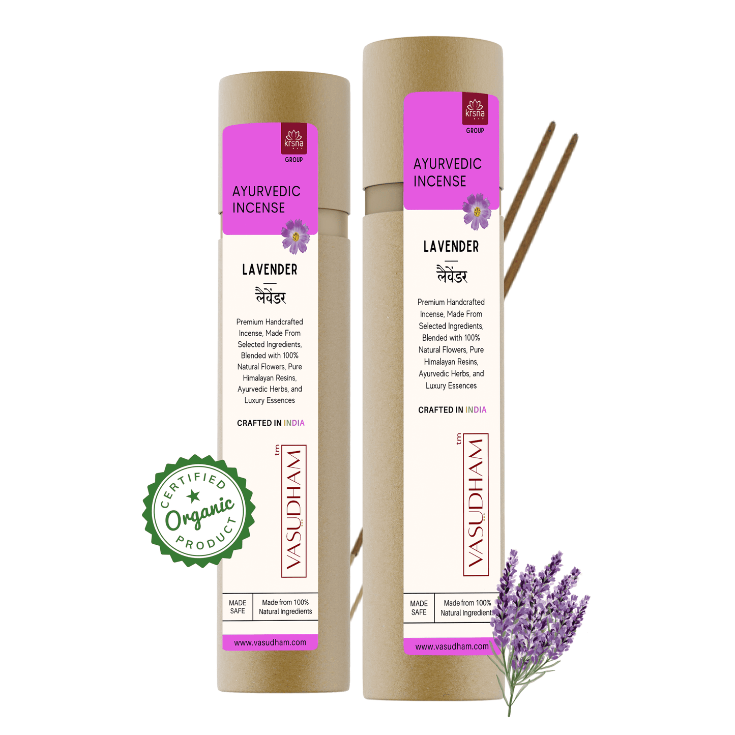 100% Organic Charcoal Free Handicraft Lavender Incense Sticks Natural Agarbatti - 100 Gm