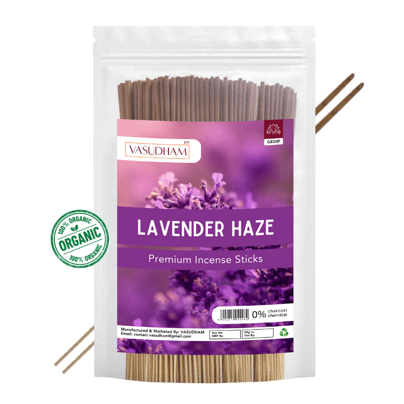 Premium Lavender Haze Incense Sticks Zipper Pack 100% Organic Agarbatti - 200 Gm