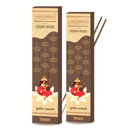 Natural Cedar Wood Incense Sticks Premium Agarbatti 100% Pure Ayurvedic - 30 Sticks