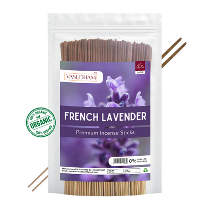 Premium French Lavender Incense Sticks Zipper Pack 100% Organic Agarbatti - 200 Gm