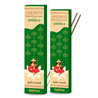 Natural Citronella Incense Sticks Premium Agarbatti 100% Pure Ayurvedic - 30 Sticks