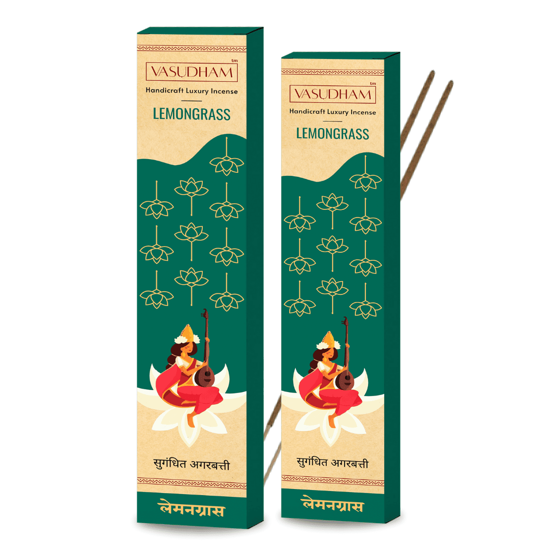 Natural Lemongrass Incense Sticks Premium Agarbatti 100% Pure Ayurvedic - 30 Sticks