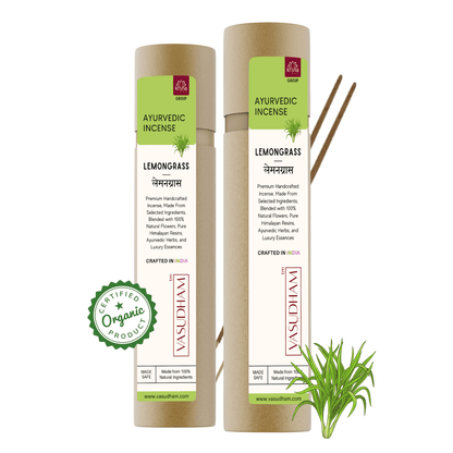 100% Organic Charcoal Free Handicraft Lemongrass Incense Sticks Natural Agarbatti - 100 Gm