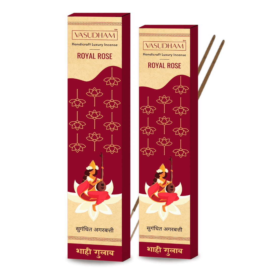 Natural Royal Rose Incense Sticks Premium Agarbatti 100% Pure Ayurvedic - 30 Sticks