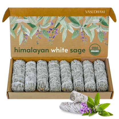 Natural Himalayan White Sage Smudging Stick Bundles for Negative Energy Removal, Cleansing and Replenishment