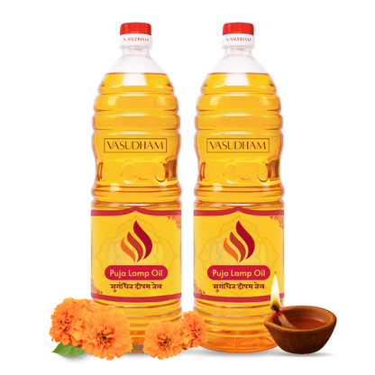 Puja Dipam Oil with Jasmine Fragrance 100% Pure Blend of 5 Auspicious Oils | Long Lasting Smoke-Free Lamp Oil | Non-Edible