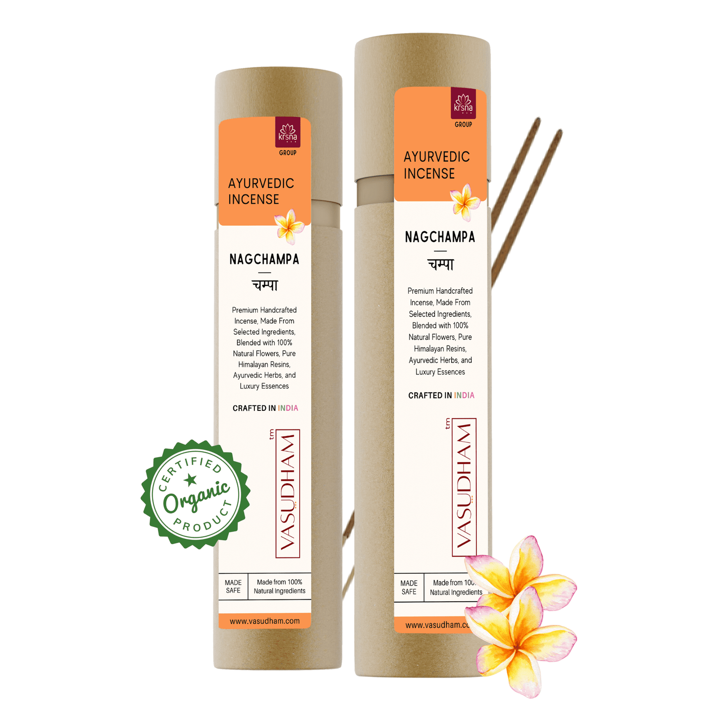 100% Organic Charcoal Free Handicraft Nagchampa Incense Sticks Natural Agarbatti - 100 Gm