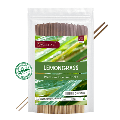 Premium Lemongrass Incense Sticks Zipper Pack 100% Organic Agarbatti - 200 Gm