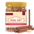 Jar of Vasudham Pearl Soft Premium Handicraft Dhoop Sticks with a yellow lid on a white background