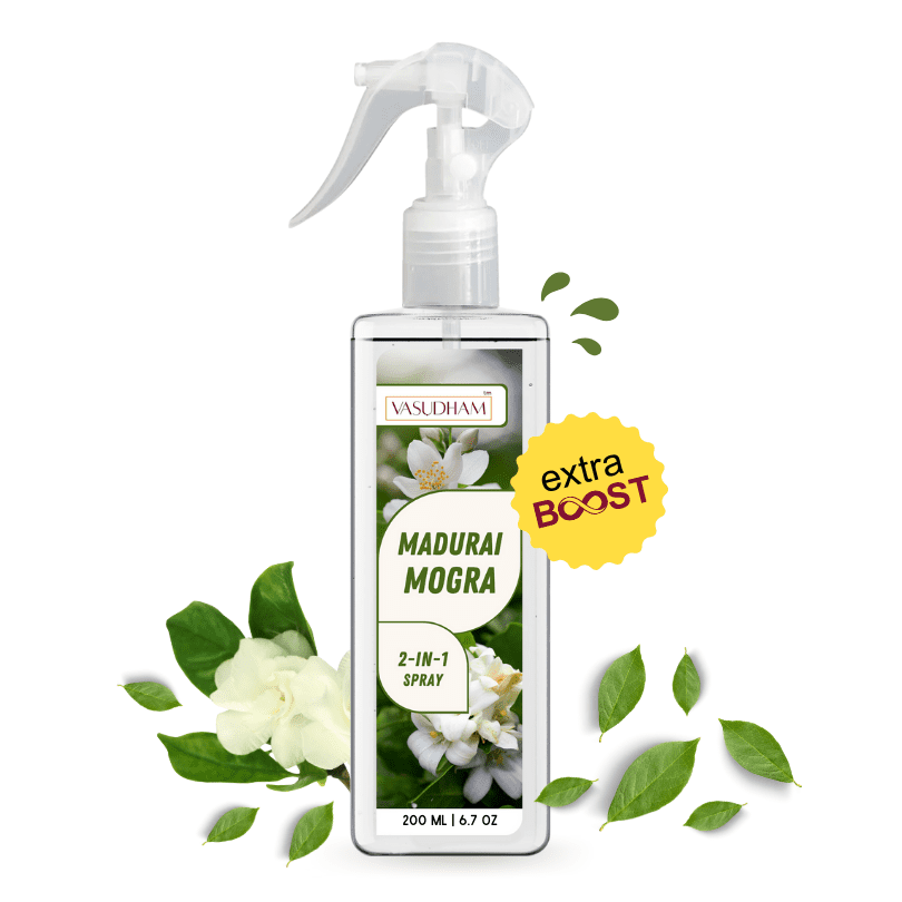 Madurai Mogra Air Spray for Neutralizing Odors and Air Purification | Jasmine Room Freshener Spray - 200 ML