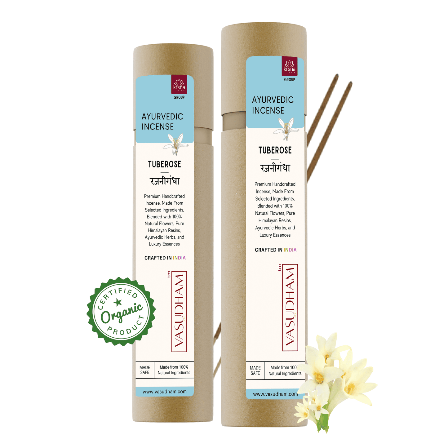 100% Organic Charcoal Free Handicraft Tuberose Incense Sticks Natural Agarbatti - 100 Gm