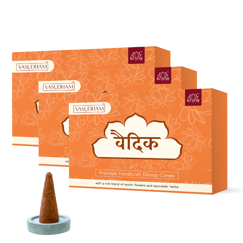 100% Organic Handicraft Ayurvedic Incense Cones Havan Dhoopbatti - 60 Gm