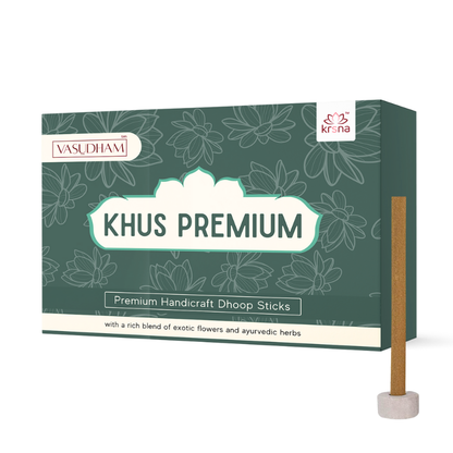 Handicraft Khus Fragrance Natural Incense Vetiver Dhoop Sticks Bambooless Agarbatti - 60 Gm