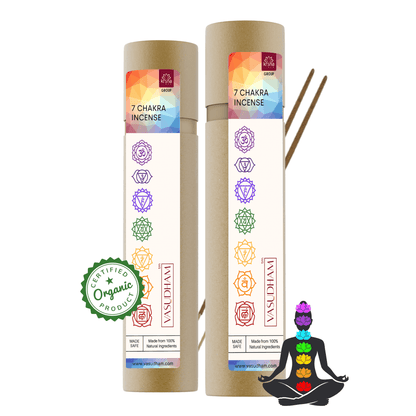 100% Organic Seven Chakra Balancing Incense Sticks Natural Agarbatti Dhoop - 100 Gm