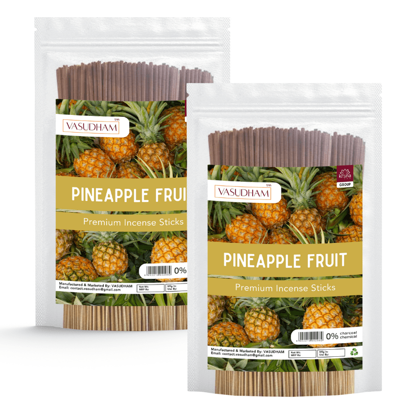 Premium Pineapple Fruit Incense Sticks Zipper Pack 100% Organic Agarbatti - 200 Gm