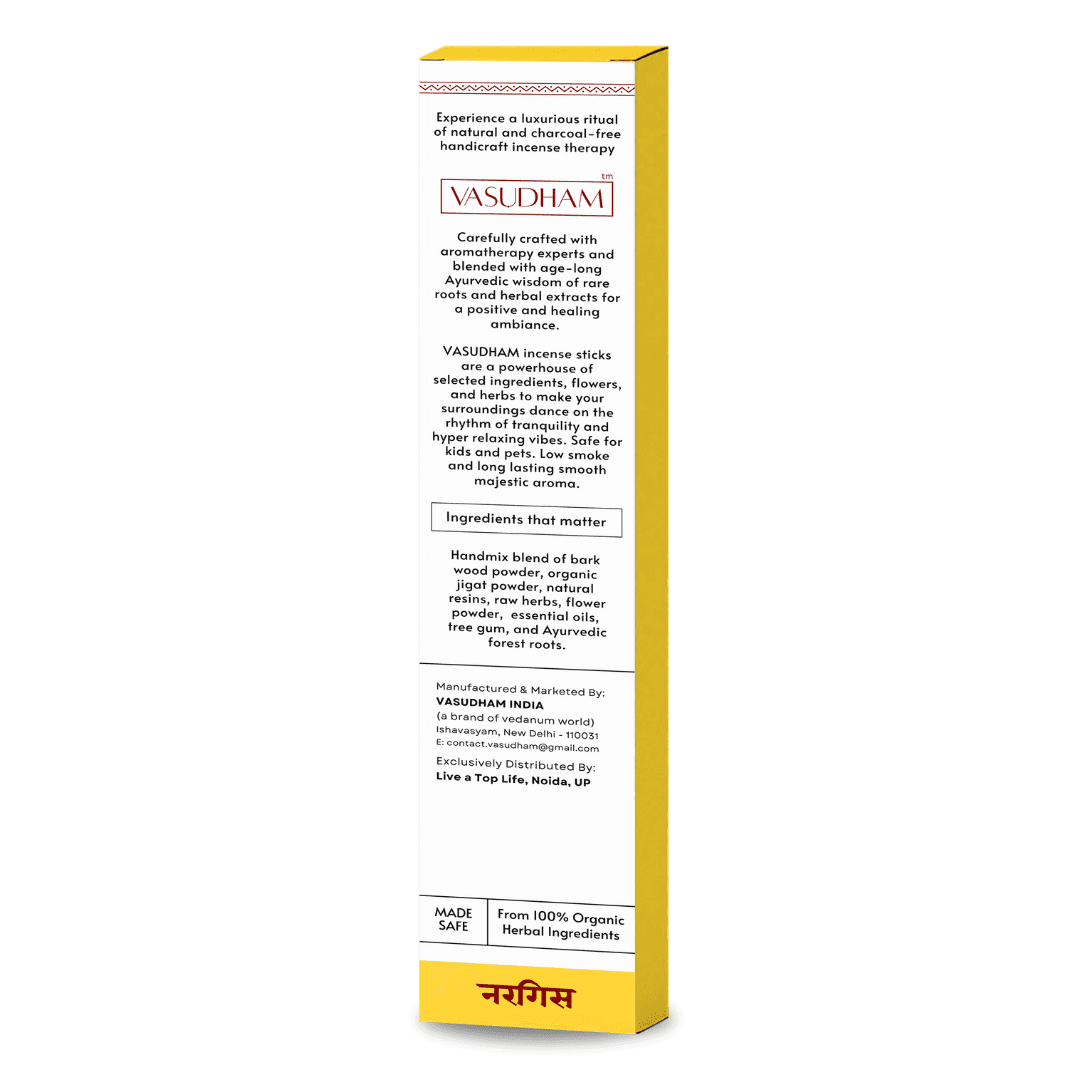 Natural Nargis Flora Incense Sticks Premium Agarbatti 100% Pure Ayurvedic - 30 Sticks