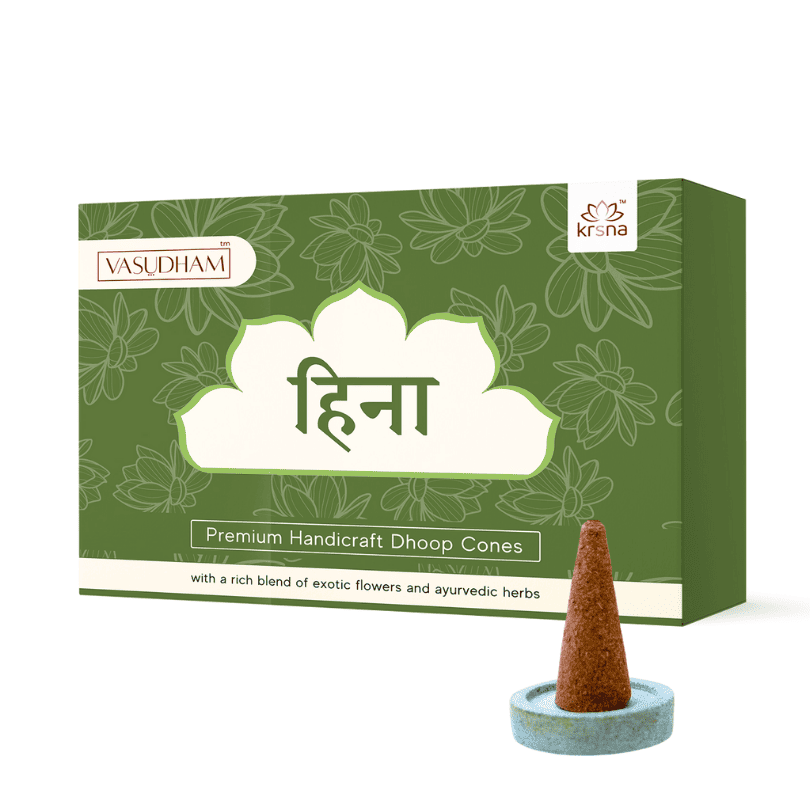 100% Organic Handicraft Heena Incense Cones Kasturi Dhoopbatti - 60 Gm