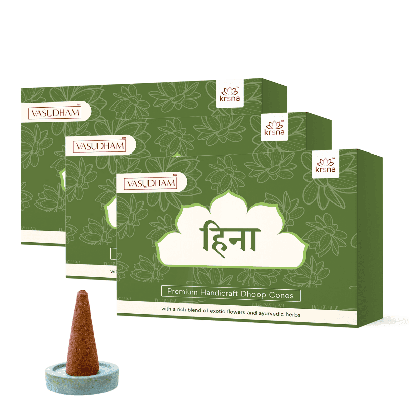 100% Organic Handicraft Heena Incense Cones Kasturi Dhoopbatti - 60 Gm