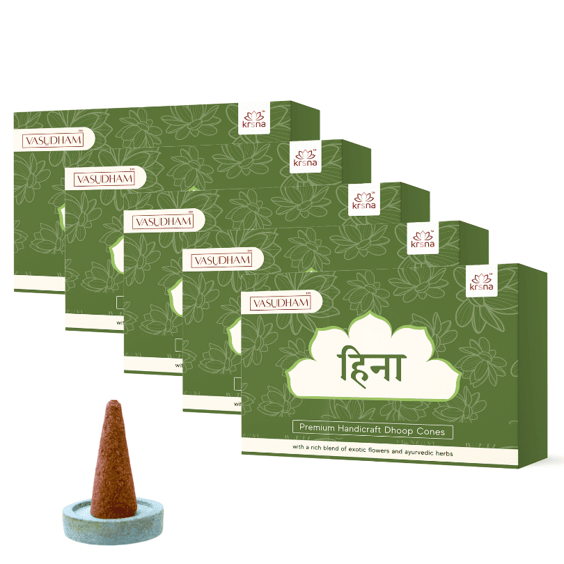 100% Organic Handicraft Heena Incense Cones Kasturi Dhoopbatti - 60 Gm