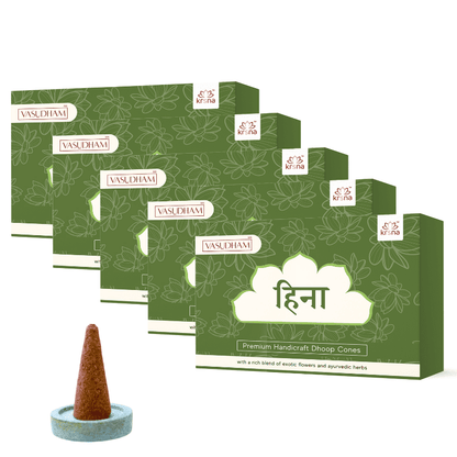 100% Organic Handicraft Heena Incense Cones Kasturi Dhoopbatti - 60 Gm