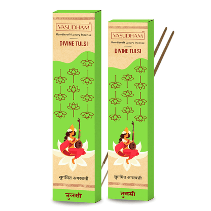 Natural Tulsi Incense Sticks Premium Agarbatti 100% Pure Ayurvedic - 30 Sticks