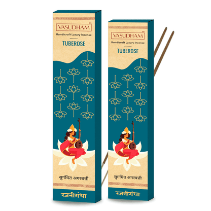 Natural Tuberose Incense Sticks Premium Agarbatti 100% Pure Ayurvedic - 30 Sticks