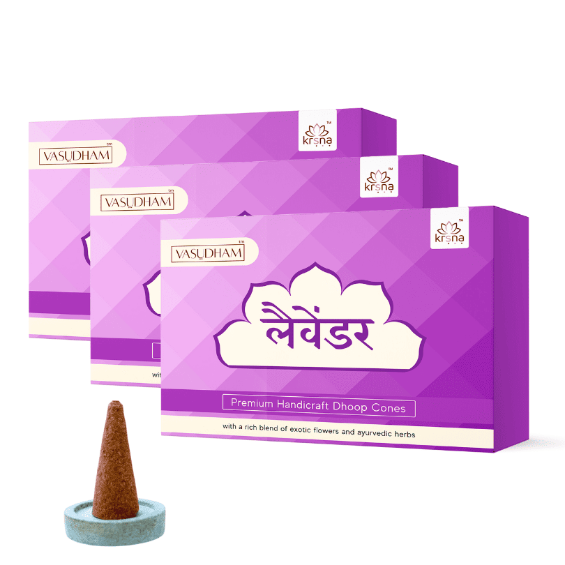 100% Organic Handicraft Lavender Incense Cones Premium Dhoopbatti - 60 Gm