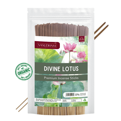 Premium Divine Lotus Incense Sticks Zipper Pack 100% Organic Agarbatti - 200 Gm