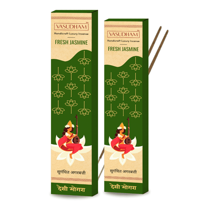 Natural Jasmine Incense Sticks Premium Agarbatti 100% Pure Ayurvedic - 30 Sticks