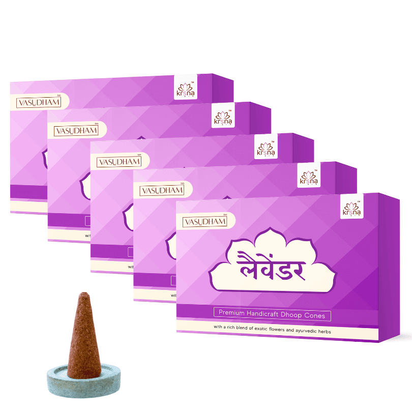 100% Organic Handicraft Lavender Incense Cones Premium Dhoopbatti - 60 Gm