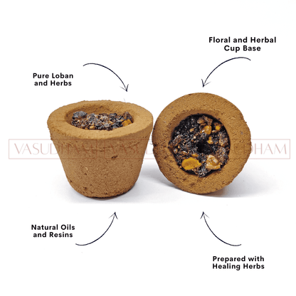 100% Organic Sambrani Cups with Pure Guggul and Natural Loban - Ayurvedic Havan Cups