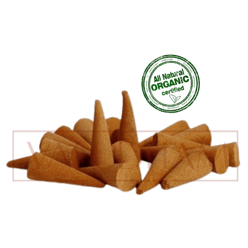 100% Organic Handicraft Sandalwood Incense Cones Chandan Dhoopbatti - 60 Gm