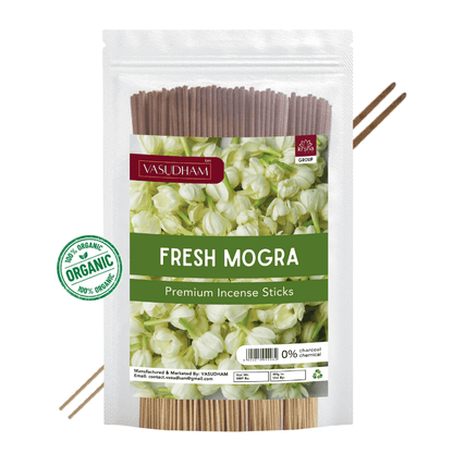 Premium Fresh Mogra Incense Sticks Zipper Pack 100% Organic Agarbatti - 200 Gm