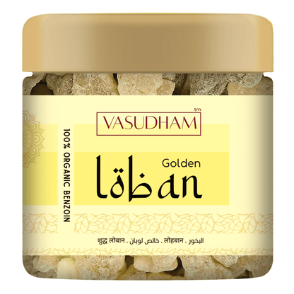 Pure Golden Loban for Air Purification, Pooja, Meditation, Negativity Removal - 100 Gm