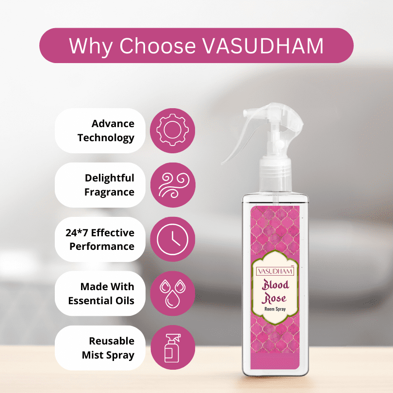 Blood Rose Intense Fragrance Air Freshener Mist Spray | Long Lasting Room Freshener and Pillow Spray - 200 ML
