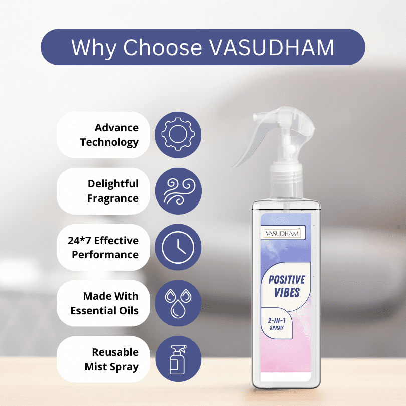 Positive Vibes Air Spray for Therapeutic Relaxing and Hyper Calming | Room Freshener and Fabric/ Linen Spray - 200 ML