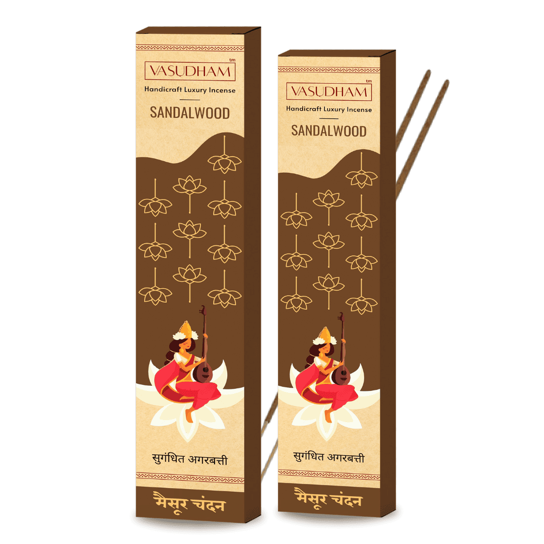 Natural Sandalwood Incense Sticks Premium Agarbatti 100% Pure Ayurvedic - 30 Sticks