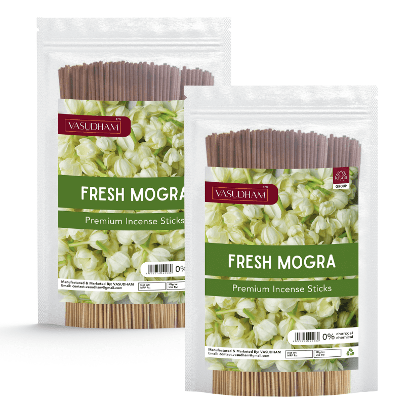 Premium Fresh Mogra Incense Sticks Zipper Pack 100% Organic Agarbatti - 200 Gm