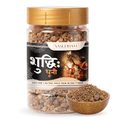 Jar of Vasudham Dhoop Dhuni incense powder with a small bowl of incense on a white background